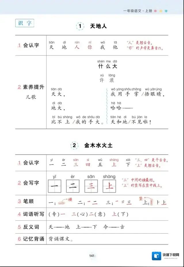 小学每课背记清单背记