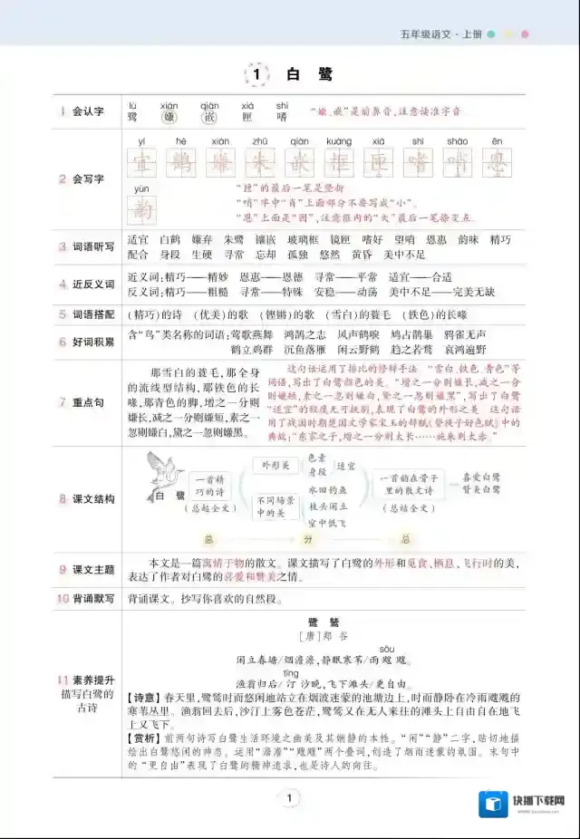 状元语文笔记年级上册