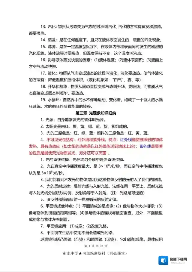 初中物理考点