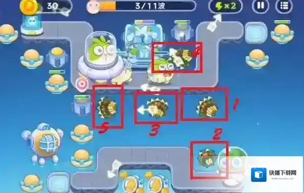 保卫萝卜4太空穿越第35关满星攻略