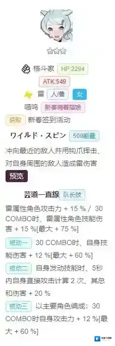 弹射世界雷猫娘怎么样 技能被动能力攻略